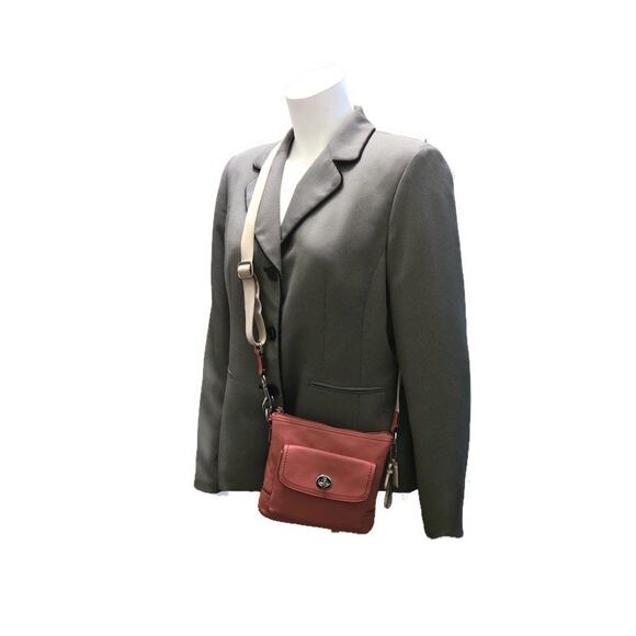 Coach Women's Peach Pebbled Leather Mini Crossbody Bag - Picture 8 of 9